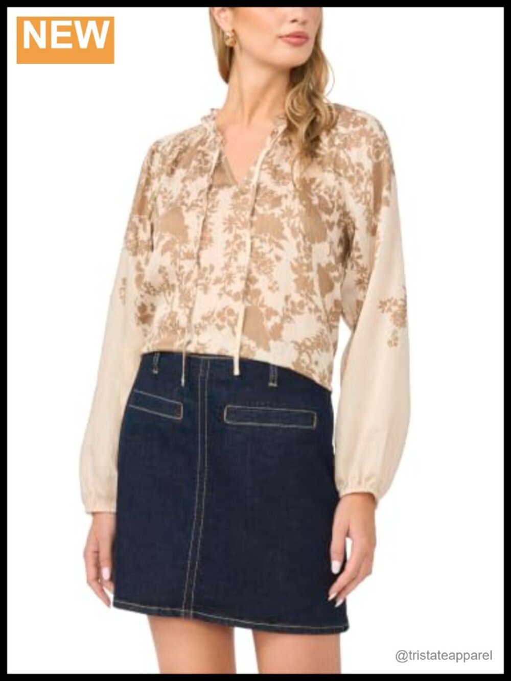 Vince Camuto Split-Neck Raglan Sleeve Blouse